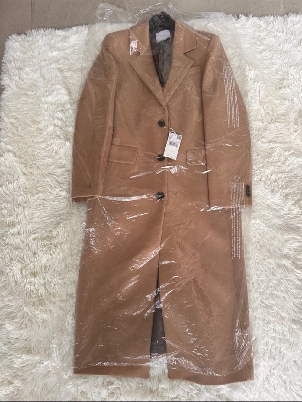 New Mango tailored long wool blend camel coat size M - Picture 9 of 12